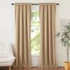 imageNICETOWN 100 Blackout Natural Linen Curtains 90 inches Length 2 Panels Set with Thermal Insulated Liners for Bedroom Farmhouse Style Room Cooling Small Window Draperies for Dining RoomCamel