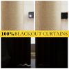 imageNICETOWN 100 Blackout Natural Linen Curtains 90 inches Length 2 Panels Set with Thermal Insulated Liners for Bedroom Farmhouse Style Room Cooling Small Window Draperies for Dining RoomCamel