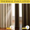 imageNICETOWN 100 Blackout Natural Linen Curtains 90 inches Length 2 Panels Set with Thermal Insulated Liners for Bedroom Farmhouse Style Room Cooling Small Window Draperies for Dining RoomCamel