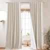 imageNICETOWN 100 Blackout Natural Linen Curtains 90quot Length with Thermal Insulated Liners for Bedroom Farmhouse Style Room Cooling Small Window Draperies for Dining Room 2 Panels 52quot WNatural