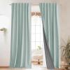 imageNICETOWN 100 Blackout Natural Linen Curtains 90quot Length with Thermal Insulated Liners for Bedroom Farmhouse Style Room Cooling Small Window Draperies for Dining Room 2 Panels 52quot WSeafoam Green