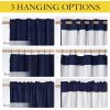 imageNICETOWN 100 Blackout Natural Linen Curtains 90quot Length with Thermal Insulated Liners for Bedroom Farmhouse Style Room Cooling Small Window Draperies for Dining Room 2 Panels 52quot WDark Blue