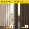 imageNICETOWN 100 Blackout Natural Linen Curtains 90quot Length with Thermal Insulated Liners for Bedroom Farmhouse Style Room Cooling Small Window Draperies for Dining Room 2 Panels 52quot WCream