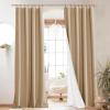 imageNICETOWN 100 Blackout Natural Linen Curtains 90quot Length with Thermal Insulated Liners for Bedroom Farmhouse Style Room Cooling Small Window Draperies for Dining Room 2 Panels 52quot WCamel