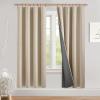 imageNICETOWN 100 Blackout Natural Linen Curtains 90quot Length with Thermal Insulated Liners for Bedroom Farmhouse Style Room Cooling Small Window Draperies for Dining Room 2 Panels 52quot WCream