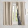 imageNICETOWN 100 Blackout Natural Linen Curtains 90quot Length with Thermal Insulated Liners for Bedroom Farmhouse Style Room Cooling Small Window Draperies for Dining Room 2 Panels 52quot WCream