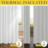 imageNICETOWN 100 Blackout Natural Linen Curtains 90quot Length with Thermal Insulated Liners for Bedroom Farmhouse Style Room Cooling Small Window Draperies for Dining Room 2 Panels 52quot WGreyish White