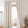 imageNICETOWN 100 Blackout Natural Linen Curtains 90quot Length with Thermal Insulated Liners for Bedroom Farmhouse Style Room Cooling Small Window Draperies for Dining Room 2 Panels 52quot WBeige