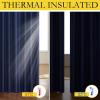 imageNICETOWN 100 Blackout Natural Linen Curtains 90quot Length with Thermal Insulated Liners for Bedroom Farmhouse Style Room Cooling Small Window Draperies for Dining Room 2 Panels 52quot WDark Blue