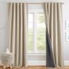 imageNICETOWN 100 Blackout Natural Linen Curtains 90quot Length with Thermal Insulated Liners for Bedroom Farmhouse Style Room Cooling Small Window Draperies for Dining Room 2 Panels 52quot WCream