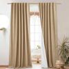 imageNICETOWN 100 Blackout Natural Linen Curtains 90quot Length with Thermal Insulated Liners for Bedroom Farmhouse Style Room Cooling Small Window Draperies for Dining Room 2 Panels 52quot WCamel