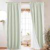 imageNICETOWN 100 Blackout Natural Linen Curtains 90quot Length with Thermal Insulated Liners for Bedroom Farmhouse Style Room Cooling Small Window Draperies for Dining Room 2 Panels 52quot WSage Green
