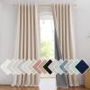 imageNICETOWN 100 Blackout Natural Linen Curtains 90quot Length with Thermal Insulated Liners for Bedroom Farmhouse Style Room Cooling Small Window Draperies for Dining Room 2 Panels 52quot WCream