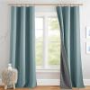 imageNICETOWN 100 Blackout Natural Linen Curtains 90quot Length with Thermal Insulated Liners for Bedroom Farmhouse Style Room Cooling Small Window Draperies for Dining Room 2 Panels 52quot WSkylark Blue