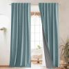 imageNICETOWN 100 Blackout Natural Linen Curtains 90quot Length with Thermal Insulated Liners for Bedroom Farmhouse Style Room Cooling Small Window Draperies for Dining Room 2 Panels 52quot WSkylark Blue