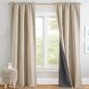 imageNICETOWN 100 Blackout Natural Linen Curtains 90quot Length with Thermal Insulated Liners for Bedroom Farmhouse Style Room Cooling Small Window Draperies for Dining Room 2 Panels 52quot WCream