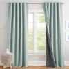 imageNICETOWN 100 Blackout Natural Linen Curtains 90quot Length with Thermal Insulated Liners for Bedroom Farmhouse Style Room Cooling Small Window Draperies for Dining Room 2 Panels 52quot WSeafoam Green