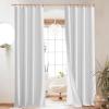imageNICETOWN 100 Blackout Natural Linen Curtains 90quot Length with Thermal Insulated Liners for Bedroom Farmhouse Style Room Cooling Small Window Draperies for Dining Room 2 Panels 52quot WWhite