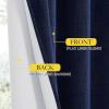 imageNICETOWN 100 Blackout Natural Linen Curtains 90quot Length with Thermal Insulated Liners for Bedroom Farmhouse Style Room Cooling Small Window Draperies for Dining Room 2 Panels 52quot WDark Blue