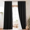 imageNICETOWN 100 Blackout Natural Linen Curtains 90quot Length with Thermal Insulated Liners for Bedroom Farmhouse Style Room Cooling Small Window Draperies for Dining Room 2 Panels 52quot WBlack