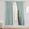 imageNICETOWN 100 Blackout Natural Linen Curtains 90quot Length with Thermal Insulated Liners for Bedroom Farmhouse Style Room Cooling Small Window Draperies for Dining Room 2 Panels 52quot WSeafoam Green