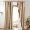 imageNICETOWN 100 Blackout Natural Linen Curtains 90quot Length with Thermal Insulated Liners for Bedroom Farmhouse Style Room Cooling Small Window Draperies for Dining Room 2 Panels 52quot WCamel