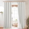 imageNICETOWN 100 Blackout Natural Linen Curtains 90quot Length with Thermal Insulated Liners for Bedroom Farmhouse Style Room Cooling Small Window Draperies for Dining Room 2 Panels 52quot WIvory