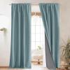 imageNICETOWN 100 Blackout Natural Linen Curtains 90quot Length with Thermal Insulated Liners for Bedroom Farmhouse Style Room Cooling Small Window Draperies for Dining Room 2 Panels 52quot WSkylark Blue
