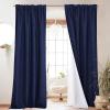 imageNICETOWN 100 Blackout Natural Linen Curtains 90quot Length with Thermal Insulated Liners for Bedroom Farmhouse Style Room Cooling Small Window Draperies for Dining Room 2 Panels 52quot WDark Blue