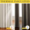 imageNICETOWN 100 Blackout Natural Linen Curtains 90quot Length with Thermal Insulated Liners for Bedroom Farmhouse Style Room Cooling Small Window Draperies for Dining Room 2 Panels 52quot WBeige