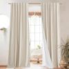imageNICETOWN 100 Blackout Natural Linen Curtains 90quot Length with Thermal Insulated Liners for Bedroom Farmhouse Style Room Cooling Small Window Draperies for Dining Room 2 Panels 52quot WBeige