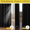imageNICETOWN 100 Blackout Natural Linen Curtains 90quot Length with Thermal Insulated Liners for Bedroom Farmhouse Style Room Cooling Small Window Draperies for Dining Room 2 Panels 52quot WBlack