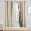 imageNICETOWN 100 Blackout Natural Linen Curtains 90quot Length with Thermal Insulated Liners for Bedroom Farmhouse Style Room Cooling Small Window Draperies for Dining Room 2 Panels 52quot WCream