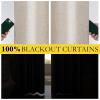 imageNICETOWN 100 Blackout Natural Linen Curtains 90quot Length with Thermal Insulated Liners for Bedroom Farmhouse Style Room Cooling Small Window Draperies for Dining Room 2 Panels 52quot WNatural