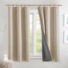 imageNICETOWN 100 Blackout Natural Linen Curtains 90quot Length with Thermal Insulated Liners for Bedroom Farmhouse Style Room Cooling Small Window Draperies for Dining Room 2 Panels 52quot WCream