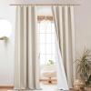 imageNICETOWN 100 Blackout Natural Linen Curtains 90quot Length with Thermal Insulated Liners for Bedroom Farmhouse Style Room Cooling Small Window Draperies for Dining Room 2 Panels 52quot WBeige