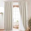 imageNICETOWN 100 Blackout Natural Linen Curtains 90quot Length with Thermal Insulated Liners for Bedroom Farmhouse Style Room Cooling Small Window Draperies for Dining Room 2 Panels 52quot WNatural