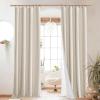 imageNICETOWN 100 Blackout Natural Linen Curtains 90quot Length with Thermal Insulated Liners for Bedroom Farmhouse Style Room Cooling Small Window Draperies for Dining Room 2 Panels 52quot WBeige