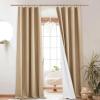 imageNICETOWN 100 Blackout Natural Linen Curtains 90quot Length with Thermal Insulated Liners for Bedroom Farmhouse Style Room Cooling Small Window Draperies for Dining Room 2 Panels 52quot WCamel