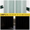 imageNICETOWN 100 Blackout Natural Linen Curtains 90quot Length with Thermal Insulated Liners for Bedroom Farmhouse Style Room Cooling Small Window Draperies for Dining Room 2 Panels 52quot WSeafoam Green