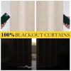 imageNICETOWN 100 Blackout Natural Linen Curtains 90quot Length with Thermal Insulated Liners for Bedroom Farmhouse Style Room Cooling Small Window Draperies for Dining Room 2 Panels 52quot WCream
