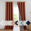 imageNICETOWN 100 Blackout Natural Linen Curtains 90quot Length with Thermal Insulated Liners for Bedroom Farmhouse Style Room Cooling Small Window Draperies for Dining Room 2 Panels 52quot WBurnt Orange
