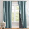 imageNICETOWN 100 Blackout Natural Linen Curtains 90quot Length with Thermal Insulated Liners for Bedroom Farmhouse Style Room Cooling Small Window Draperies for Dining Room 2 Panels 52quot WSkylark Blue