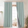 imageNICETOWN 100 Blackout Natural Linen Curtains 90quot Length with Thermal Insulated Liners for Bedroom Farmhouse Style Room Cooling Small Window Draperies for Dining Room 2 Panels 52quot WSeafoam Green