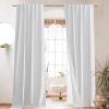 imageNICETOWN 100 Blackout Natural Linen Curtains 90quot Length with Thermal Insulated Liners for Bedroom Farmhouse Style Room Cooling Small Window Draperies for Dining Room 2 Panels 52quot WWhite