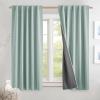 imageNICETOWN 100 Blackout Natural Linen Curtains 90quot Length with Thermal Insulated Liners for Bedroom Farmhouse Style Room Cooling Small Window Draperies for Dining Room 2 Panels 52quot WSeafoam Green