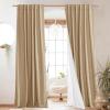 imageNICETOWN 100 Blackout Natural Linen Curtains 90quot Length with Thermal Insulated Liners for Bedroom Farmhouse Style Room Cooling Small Window Draperies for Dining Room 2 Panels 52quot WCamel