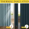 imageNICETOWN 100 Blackout Natural Linen Curtains 90quot Length with Thermal Insulated Liners for Bedroom Farmhouse Style Room Cooling Small Window Draperies for Dining Room 2 Panels 52quot WSkylark Blue