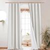 imageNICETOWN 100 Blackout Natural Linen Curtains 90quot Length with Thermal Insulated Liners for Bedroom Farmhouse Style Room Cooling Small Window Draperies for Dining Room 2 Panels 52quot WIvory