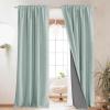 imageNICETOWN 100 Blackout Natural Linen Curtains 90quot Length with Thermal Insulated Liners for Bedroom Farmhouse Style Room Cooling Small Window Draperies for Dining Room 2 Panels 52quot WSeafoam Green